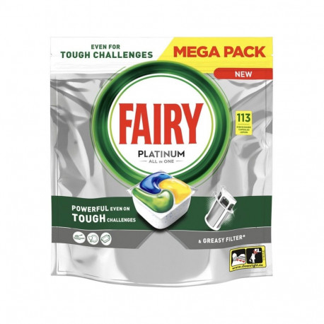 Fairy Platinum All‑in‑One Dishwasher Caps Lemon 113pcs