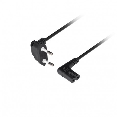 CEE 7/16->IEC 320 C7 EURO (RADIO) POWER CORD 3M ANGLED VDE BLACK LANBERG