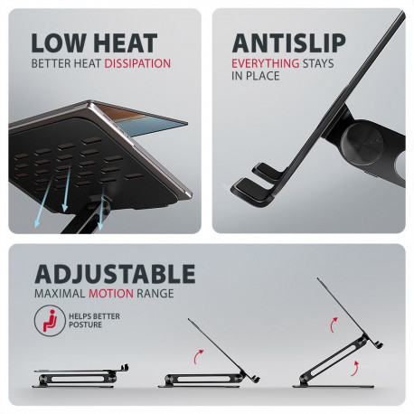 AXAGON STND-LQB must reguleeritava kõrguse ja nurga sülearvutite ja tahvelarvutite alus 10-17.3" mak