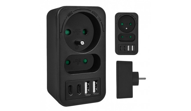 Maclean MCE249 2-way Power Socket Splitter (French/Belgian Standard)
