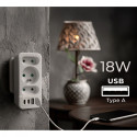 Splitter 3-socket MCE248 F/W 2xUSB-A 2xUSB-C white