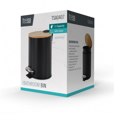 Vannitoa prügikast 3l (must)