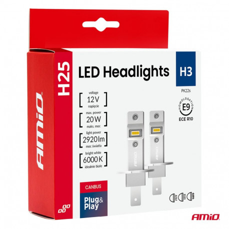 LED pirnid 2tk H25 H3 12V 20W canbus