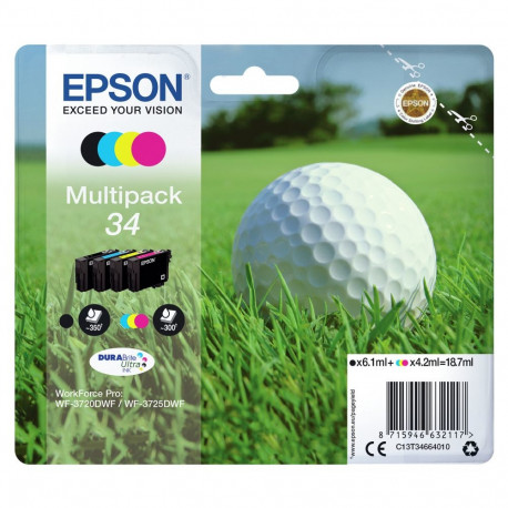 Epson 34 tindi 4-pakk must + värviline T3466