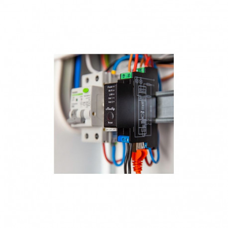 "Shelly Relais ""Pro 2PM"" WLAN LAN Max. 25A 2 Kanäle 1 Phase BT Messfunktion DIN-Rail"