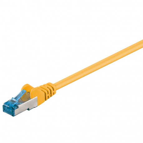 Cat6a Network cable, LS0H S/FTP 2x shielded: PIMF + braid shield 2xRJ45 plug yellow 3m