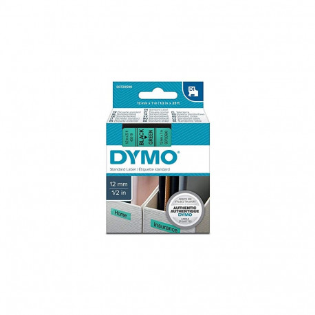 Dymo D1 tape black/green 12mmx7m