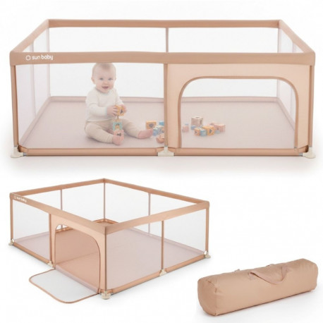 Kojec dla dziecka łóżeczko DUŻY PLAC ZABAW 150 x 200 x 68 cm - łososiowy