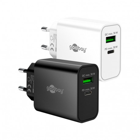 Goobay USB-C™ PD GaN kahepoolne kiirlaadija (30 W) valge
