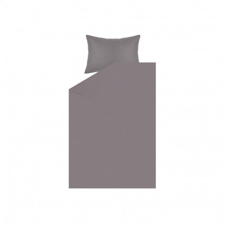 BED COV SET STRIPED SATEEN GREY 140X200