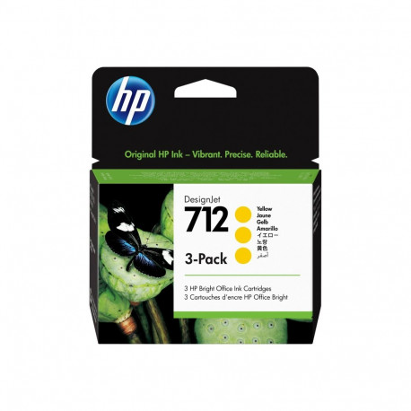 HP 712 3-pack 29-ml kollane DesignJet tindikassett
