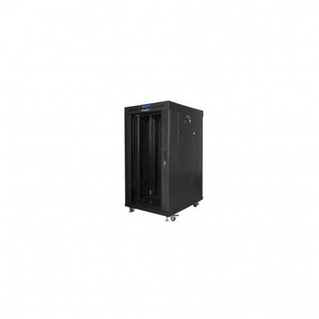 RACK CABINET 19" FREE-STANDING 22U/600X800 (FLAT PACK) WITH GLASS DOOR LCD BLACK LANBERG V2