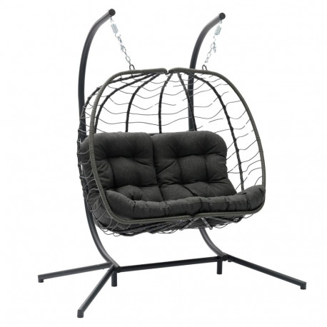 Hanging chair FINSE 2-seater 142x106xH194cm, dark grey