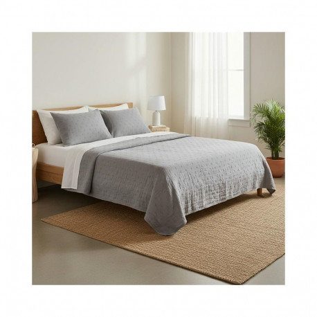 BEDSPREAD SOLID WASHED GREY 160X220CM