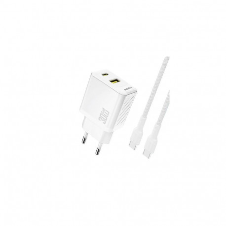 Dudao Dudao A27TCEU PD 30W GaN USB-A USB-C Wall Charger with USB-C Cable White