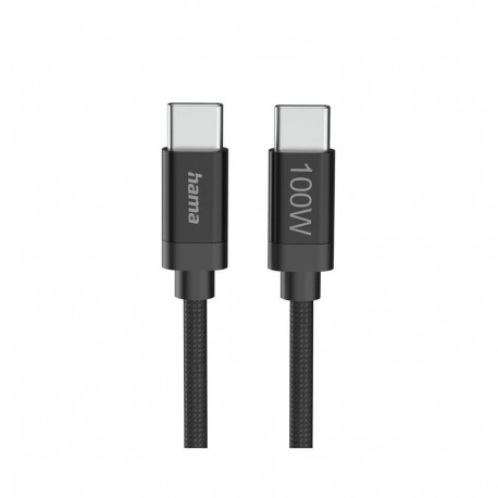 Cable Hama "Fabric"  USB-C/USB-C 100W 3m Nylon, Black