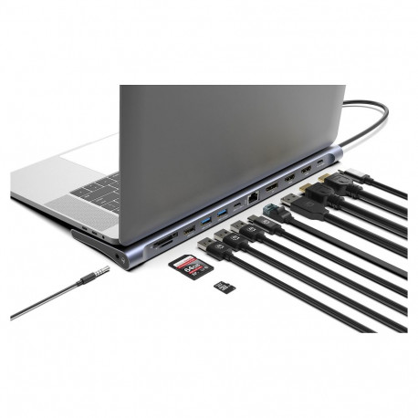 Manhattan 12-in-1 dokkimisjaam 4K 1xHDMI 2xDP 3xUSB-A