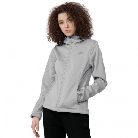 Kurtka damska 4F softshell chłodny jasny szary melanż H4Z22 SFD350 27M S