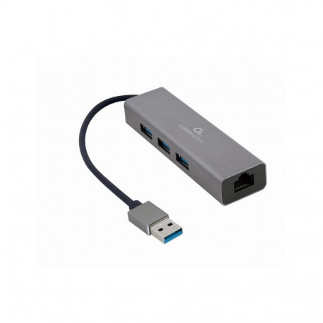 Gembird USB AM Gigabit network adapter with 3-port USB 3.0 hub A-AMU3-LAN-01 Black
