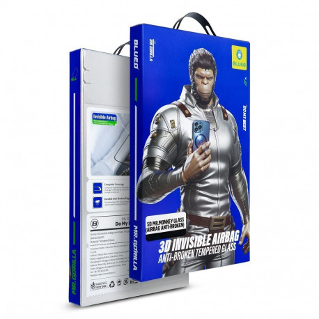 5D Mr. Monkey Glass - Apple iPhone 15 Pro Max black (3D Invisible Airbag Anti-broken)