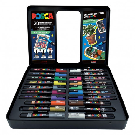 uni POSCA marker Pop Colours komplekt 20 tk metallkarbis