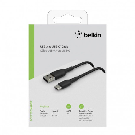 "Belkin USB-C/USB-A Kabel ummantelt, 2m, schwarz"