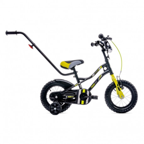 Tiger Bike jalgratas 12cali lükkesangaga, must, kollane ja hall