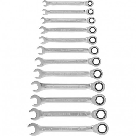 Klucze płaskie z grzechotką,zestaw 12szt(8-19mm),crv,proline