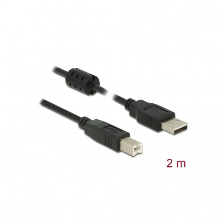 USB 2.0 kaabel A - B 2.0m, must, ferriidiga