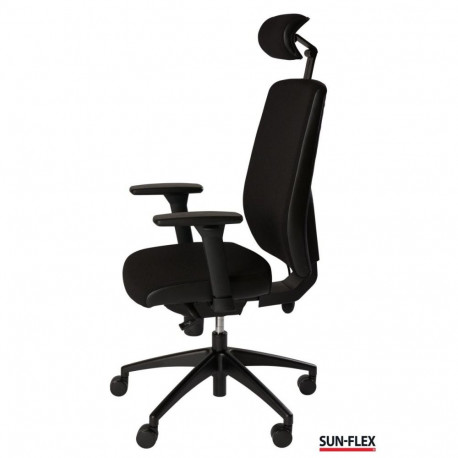 Officechair SUN-FLEX HB 250505 with headrest, adjustable armrests/fabric Onyx Black+black base
