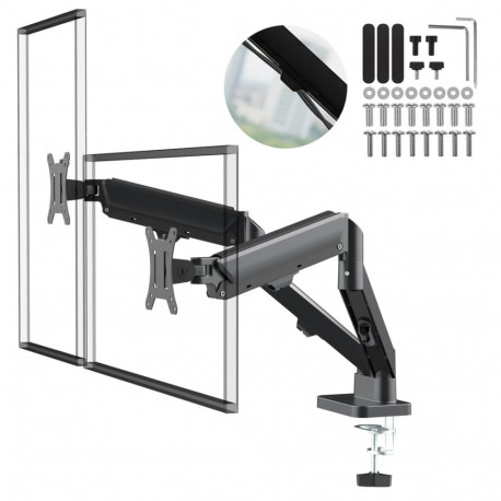 Maclean 2 monitori hoidik, gaasvedru, 17"-32", 2-10kg, must, MC-134