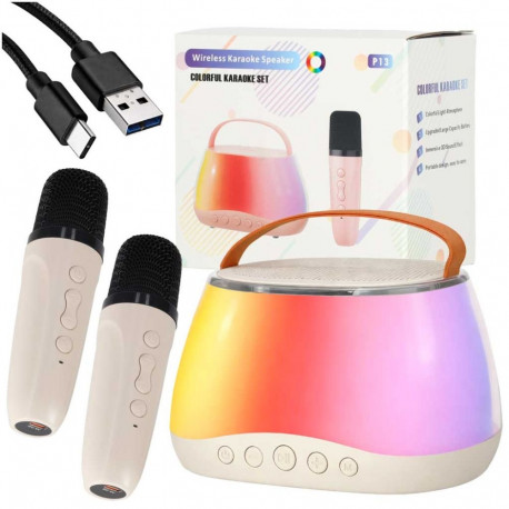 Karaoke komplekt Bluetooth kõlar LED RGB 2 mikrofoni USB