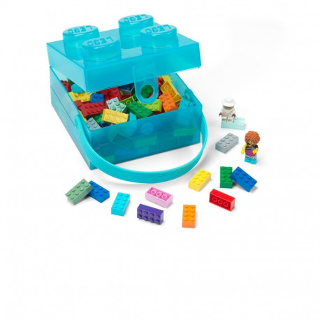 Room Copenhagen LEGO Box with Handle, Storage Box (light blue/transparent)
