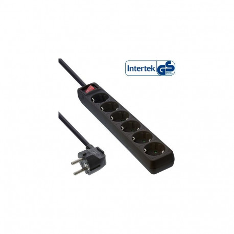 InLine Socket strip, 6-way earth contact CEE 7/3, black, 5m