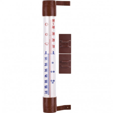 Bioterm 020507 välitermomeeter, -60°C kuni +50°C, 23cm, pruun, akna, kleebitav, plastik