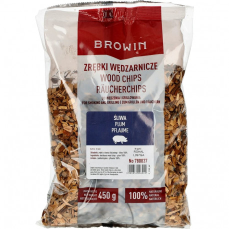 Browin wood chips 780837, 450g, plum, KL 08, for smoking and grilling, 6-8mm, moisture below 11%