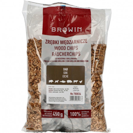 Wood chips for smoking/grilling, oak, 450 g, class 8 BROWIN 780834