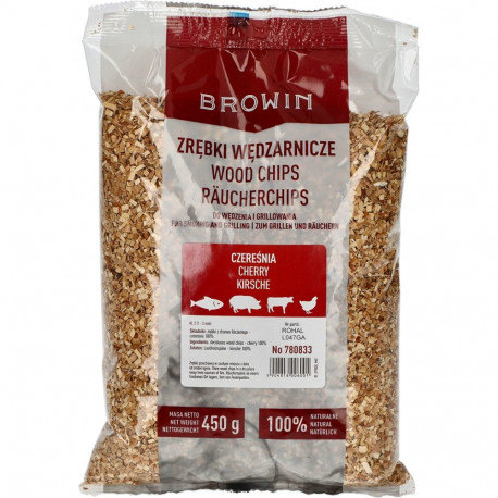 Browin cherry wood chips for smoking and grilling 780833, 450g, class 2, moisture 