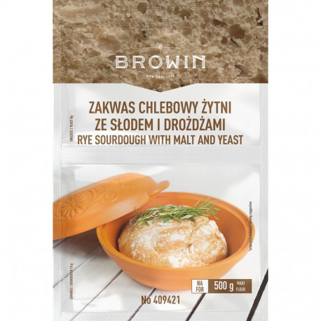 Browin Rye Sourdough with Yeast and Malt 409421, 23 g, for bread baking, natural, no additives