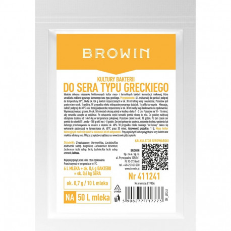 Browin Bacterial Cultures for Greek Cheese 411241, 3.0g, 1 U, for 50 L milk, for feta type cheese