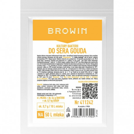Gouda cheese bacterial culture BROWIN 411242, 3.0 g, 50 L milk, 1 U
