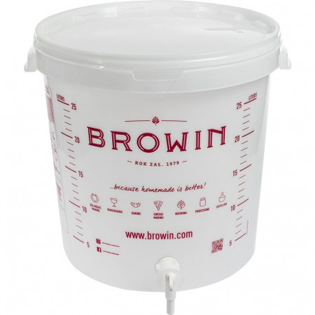 30 L Fermentation Container with Lid, BROWIN, 340464, Kit with Tap, Polypropylene, BPA-free