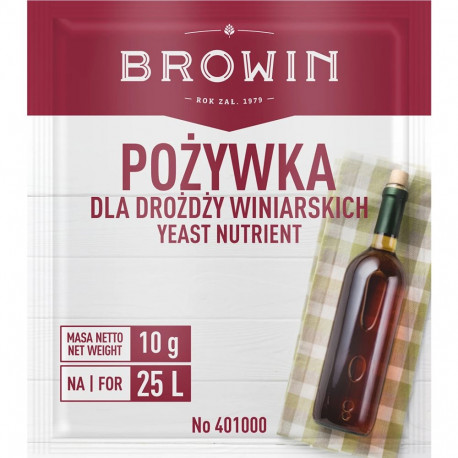 Browin Wine Yeast Nutrient 401000, 10 g, universal, for 25 L batch, contains nitrogen and phosphorus