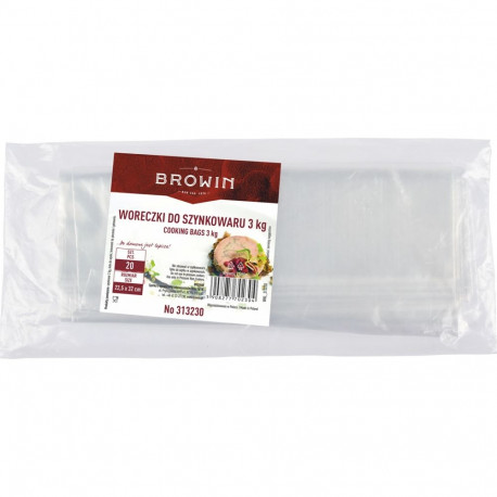 Browin 313230, cooking bags for 3kg ham press, 20pcs, 22.5x32cm, 0.04mm, PE, 90°C