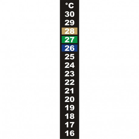 Bioterm 080200 liquid crystal thermometer, +16°C to +30°C, 13cm, self-adhesive, compact