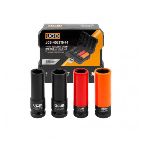 1/2" sügavate kuuskantmuhvide komplekt, JCB, JCB-4032, 17 ja 19 mm, CrMo teras