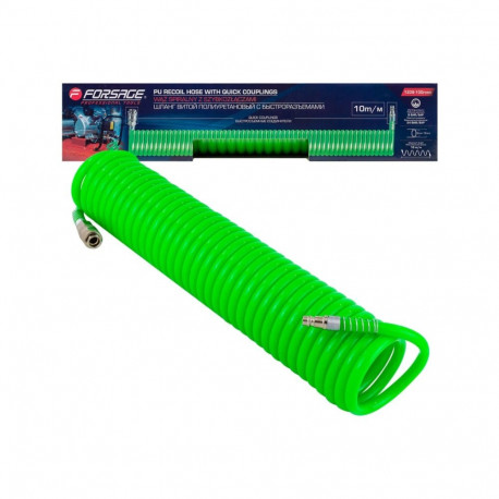 Spiral Compressor Hose, Forsage, F-1208-10Green, 8x12 mm, 10 m