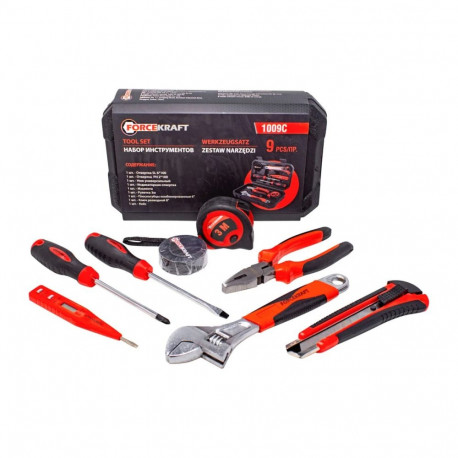 Tool Set, FORCEKRAFT, FK-1009C, 9 Tools, Plastic Case