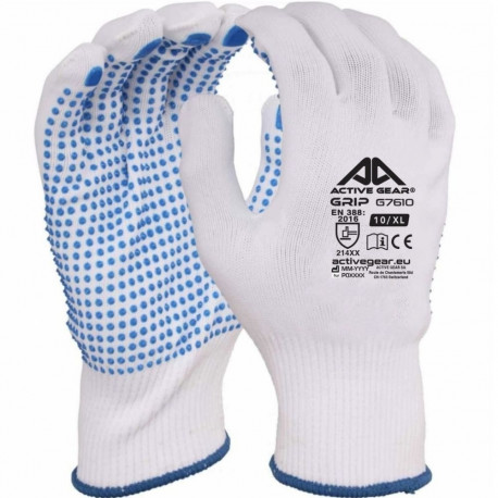 Poliestera cimdi ar PVC punktojumu, 9 izm., Active GRIP G7609NP