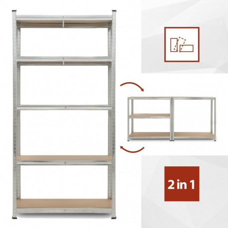 Storage rack 875 kg, KREATOR, KRT674001, Max. load: 875 kg, 5 shelves, customisable, no screws